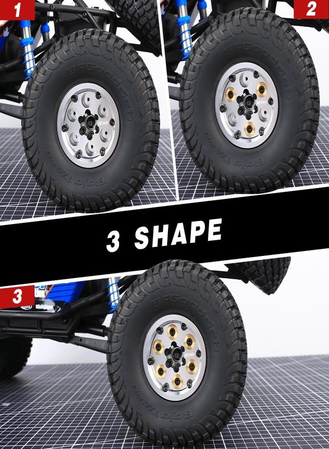 RCAWD طقم عجلات RCAWD Cyberwheelz 2.2 Beadlock مكون من قطعتين، مزود بأثقال موازنة قابلة للفصل، مناسب لسيارات الزحف التي تعمل بالتحكم عن بعد بمقياس 1/10، لون فضي - Image 2